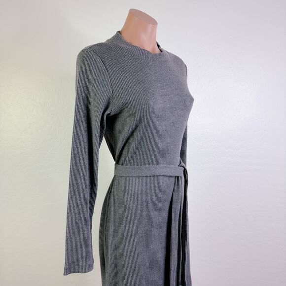Socialite Long Sleeve Mock Neck Bodycon Midi Sweater Dress Gray Minimal L NWT - Picture 10 of 10